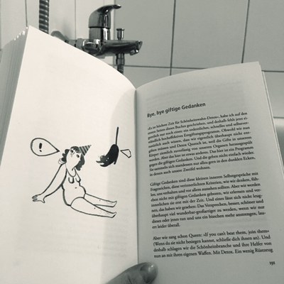 Lesen in der Badewanne... Illustration von Karin Lubenau